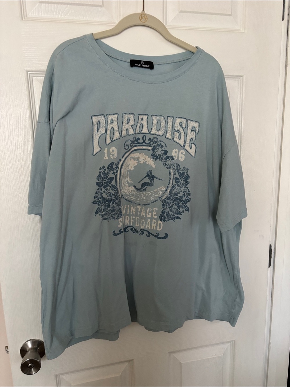 PARADISE Vintage Surfboard Short Sleeve Tee - Pale Blue